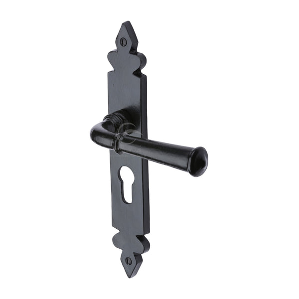 M Marcus - Heritage Brass, Black Iron Ludlow Door Handle on Plate, Door Handles, Door Handles on Plate