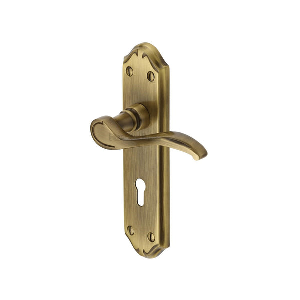 M Marcus - Heritage Brass, Verona Small Door Handle on Plate, Door Handles, Door Handles on Plate