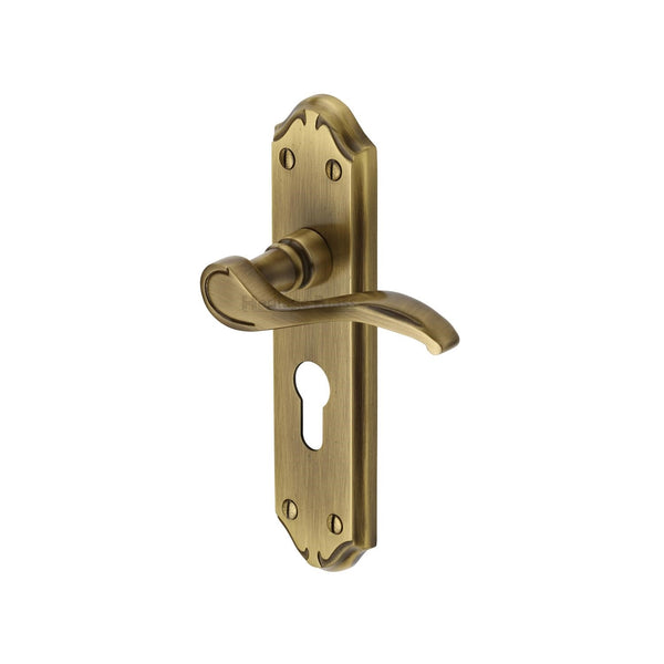 M Marcus - Heritage Brass, Verona Small Door Handle on Plate, Door Handles, Door Handles on Plate