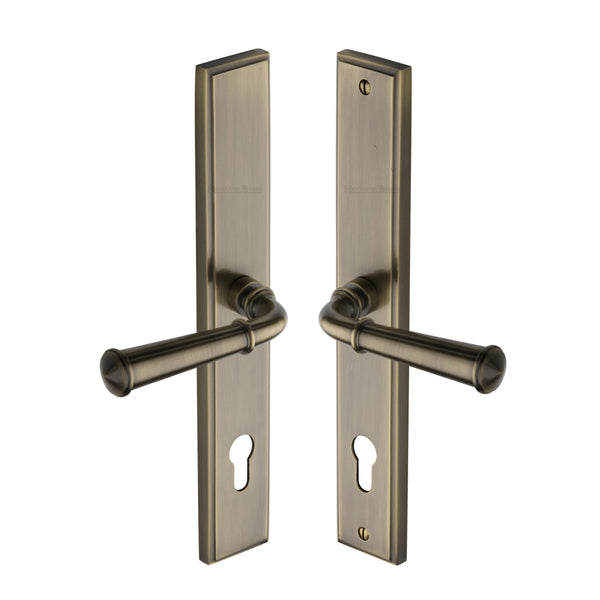 M Marcus - Heritage Brass, Colonial LH Door Handle on Plate, Door Handles, Multipoint Handles