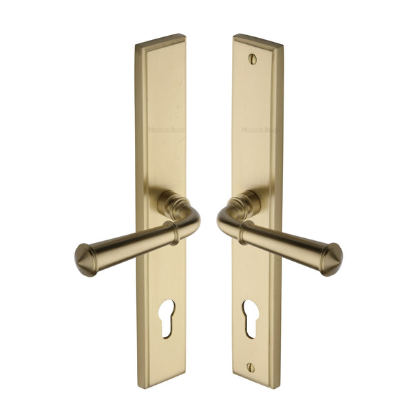 M Marcus - Heritage Brass, Colonial LH Door Handle on Plate, Door Handles, Multipoint Handles