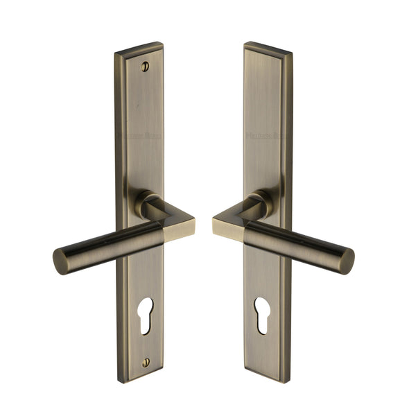 M Marcus - Heritage Brass, Bauhaus RH Door Handle on Plate, Door Handles, Multipoint Handles