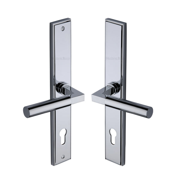 M Marcus - Heritage Brass, Bauhaus RH Door Handle on Plate, Door Handles, Multipoint Handles