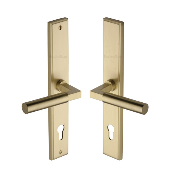 M Marcus - Heritage Brass, Bauhaus RH Door Handle on Plate, Door Handles, Multipoint Handles