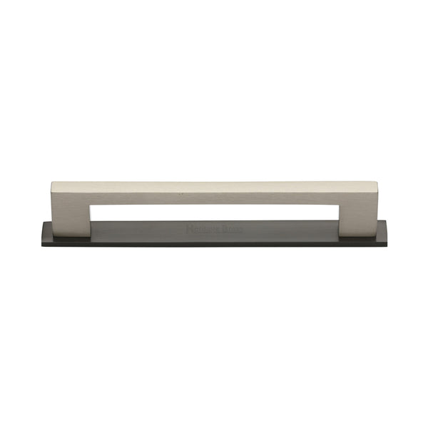 M Marcus - Heritage Brass, Metro Cabinet Pull Handle with Plate, Cabinet Hardware, Cabinet Pull Handles