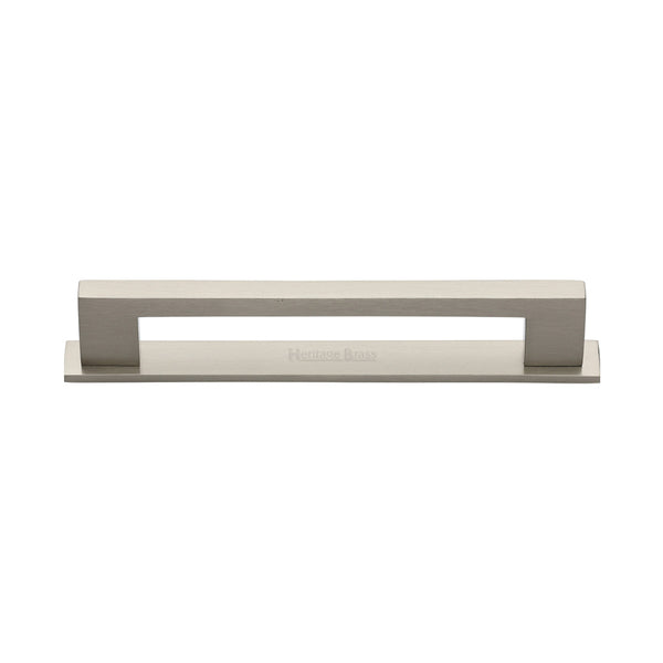 M Marcus - Heritage Brass, Metro Cabinet Pull Handle with Plate, Cabinet Hardware, Cabinet Pull Handles