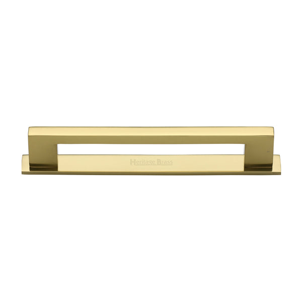 M Marcus - Heritage Brass, Metro Cabinet Pull Handle with Plate, Cabinet Hardware, Cabinet Pull Handles