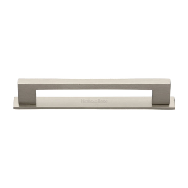 M Marcus - Heritage Brass, Metro Cabinet Pull Handle with Plate, Cabinet Hardware, Cabinet Pull Handles