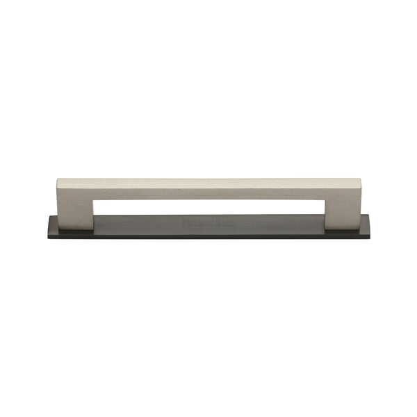 M Marcus - Heritage Brass, Metro Cabinet Pull Handle with Plate, Cabinet Hardware, Cabinet Pull Handles