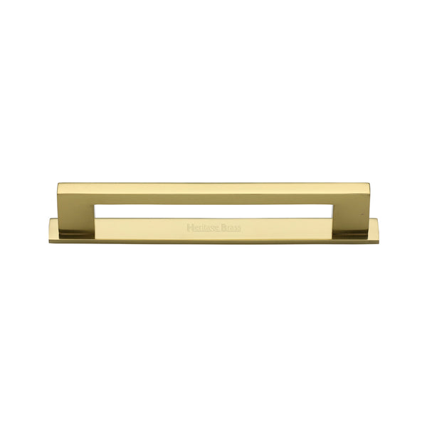 M Marcus - Heritage Brass, Metro Cabinet Pull Handle with Plate, Cabinet Hardware, Cabinet Pull Handles