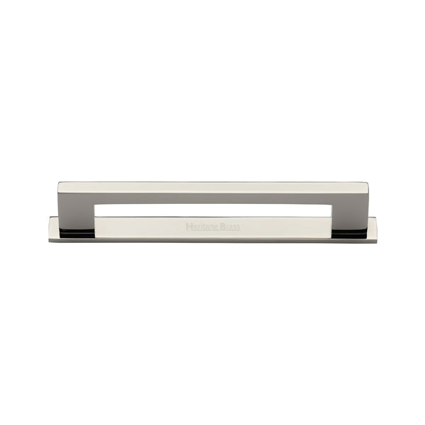 M Marcus - Heritage Brass, Metro Cabinet Pull Handle with Plate, Cabinet Hardware, Cabinet Pull Handles