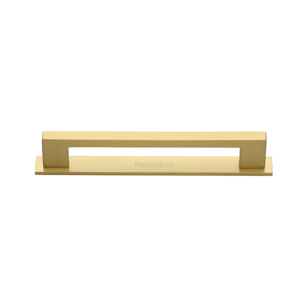 M Marcus - Heritage Brass, Metro Cabinet Pull Handle with Plate, Cabinet Hardware, Cabinet Pull Handles