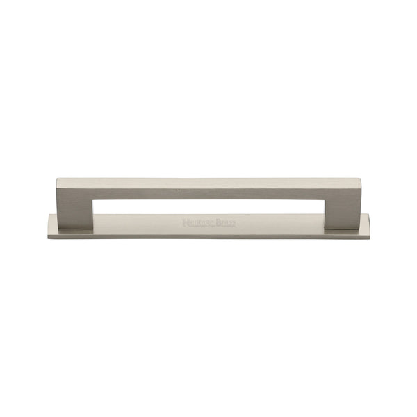 M Marcus - Heritage Brass, Metro Cabinet Pull Handle with Plate, Cabinet Hardware, Cabinet Pull Handles