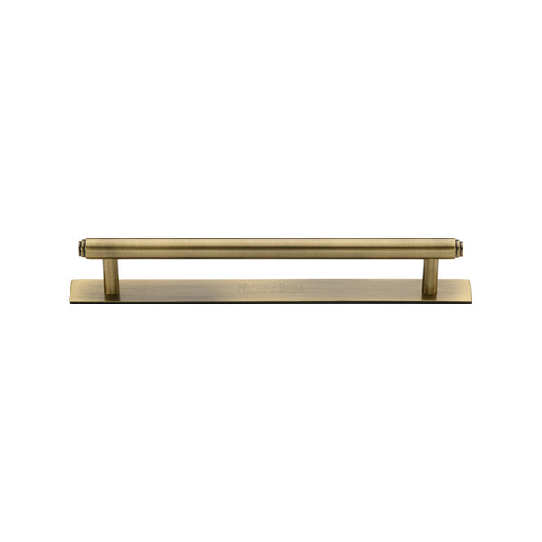 M Marcus - Heritage Brass, Step Cabinet Pull Handle with Plate, Cabinet Hardware, Cabinet Pull Handles