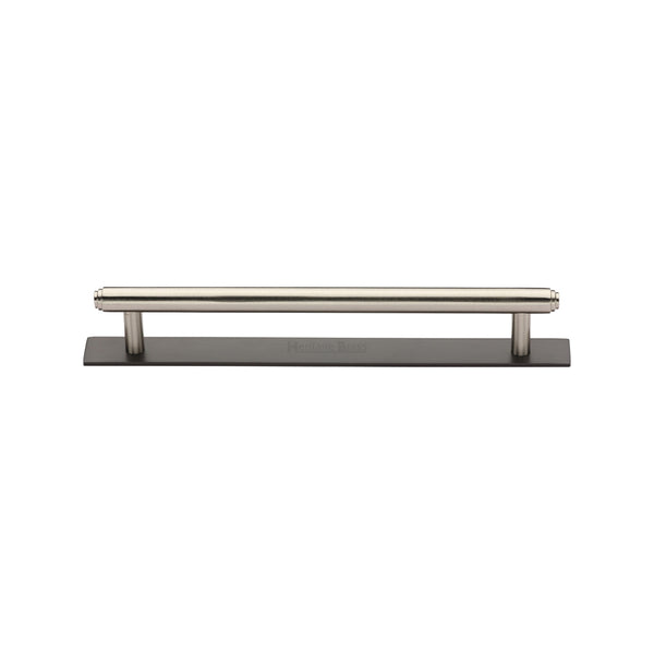 M Marcus - Heritage Brass, Step Cabinet Pull Handle with Plate, Cabinet Hardware, Cabinet Pull Handles