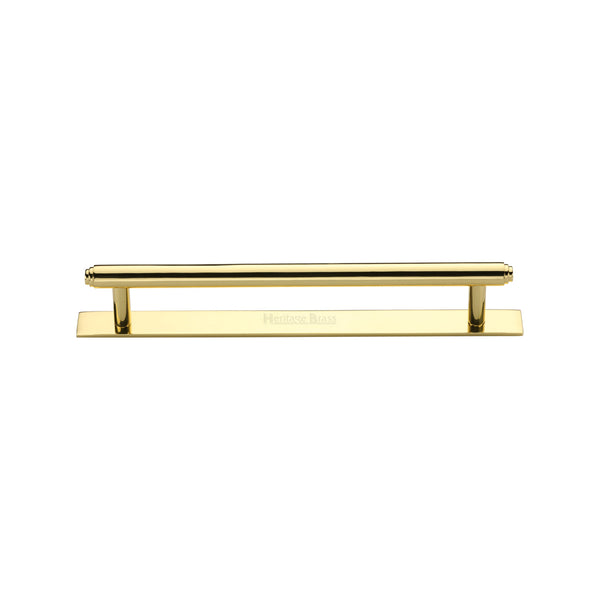 M Marcus - Heritage Brass, Step Cabinet Pull Handle with Plate, Cabinet Hardware, Cabinet Pull Handles