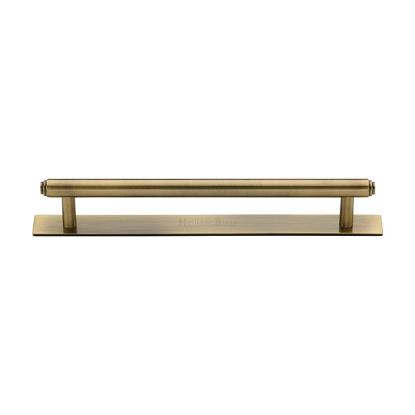 M Marcus - Heritage Brass, Step Cabinet Pull Handle with Plate, Cabinet Hardware, Cabinet Pull Handles