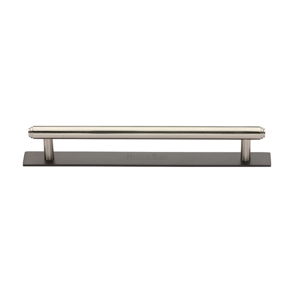 M Marcus - Heritage Brass, Step Cabinet Pull Handle with Plate, Cabinet Hardware, Cabinet Pull Handles