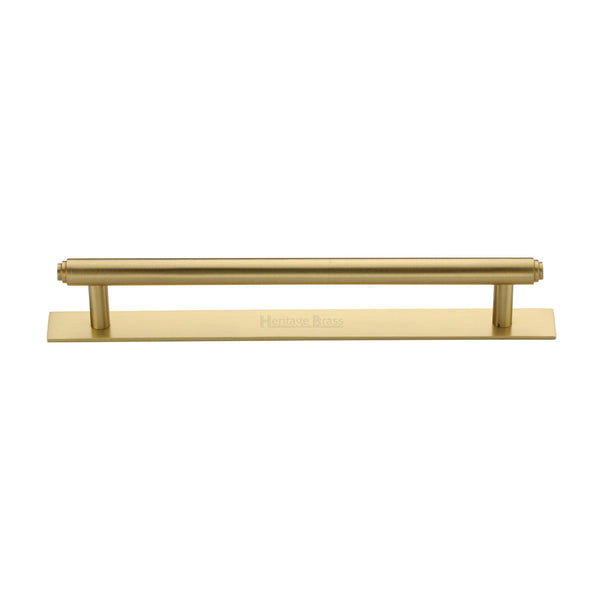 M Marcus - Heritage Brass, Step Cabinet Pull Handle with Plate, Cabinet Hardware, Cabinet Pull Handles