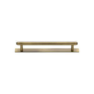 M Marcus - Heritage Brass, Step Cabinet Pull Handle with Plate, Cabinet Hardware, Cabinet Pull Handles