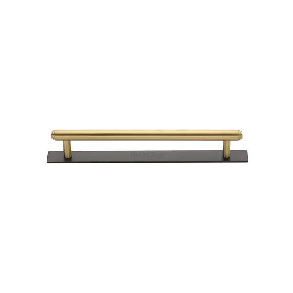 M Marcus - Heritage Brass, Step Cabinet Pull Handle with Plate, Cabinet Hardware, Cabinet Pull Handles