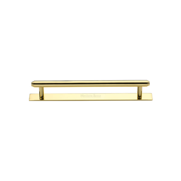 M Marcus - Heritage Brass, Step Cabinet Pull Handle with Plate, Cabinet Hardware, Cabinet Pull Handles