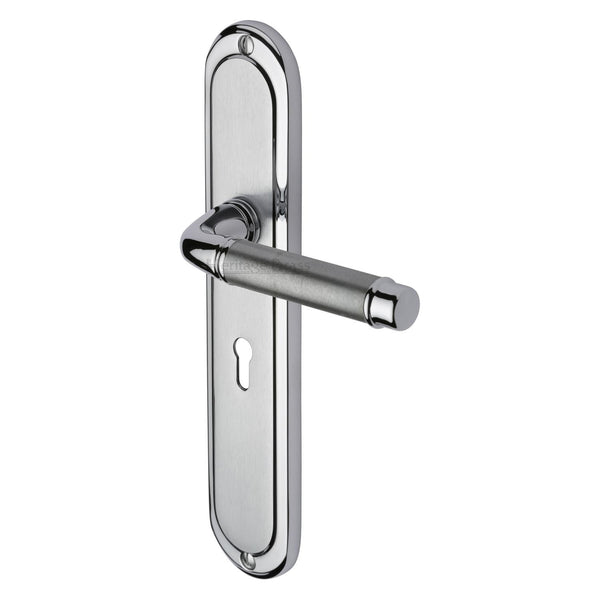 M Marcus - Heritage Brass, Saturn Long Door Handle on Plate, Door Handles, Door Handles on Plate