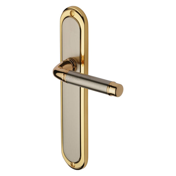 M Marcus - Heritage Brass, Saturn Long Door Handle on Plate, Door Handles, Door Handles on Plate