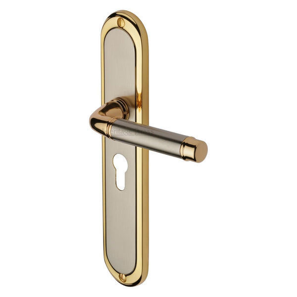 M Marcus - Heritage Brass, Saturn Long Door Handle on Plate, Door Handles, Door Handles on Plate