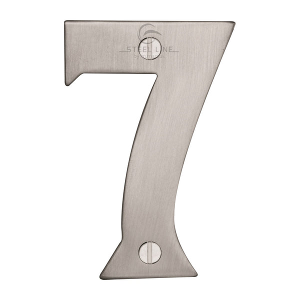 M Marcus - Heritage Brass, Steel Line Numeral 7, Exterior Door Hardware, Door Numerals