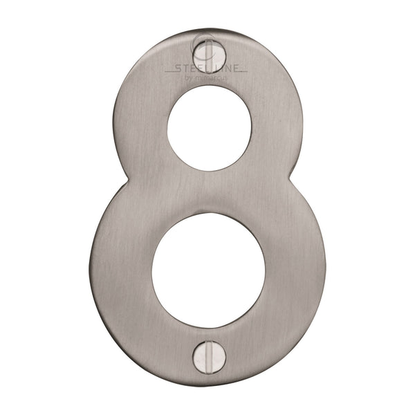 M Marcus - Heritage Brass, Steel Line Numeral 8, Exterior Door Hardware, Door Numerals