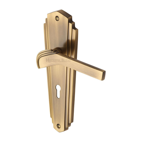 M Marcus - Heritage Brass, Waldorf Door Handle on Plate, Door Handles, Door Handles on Plate