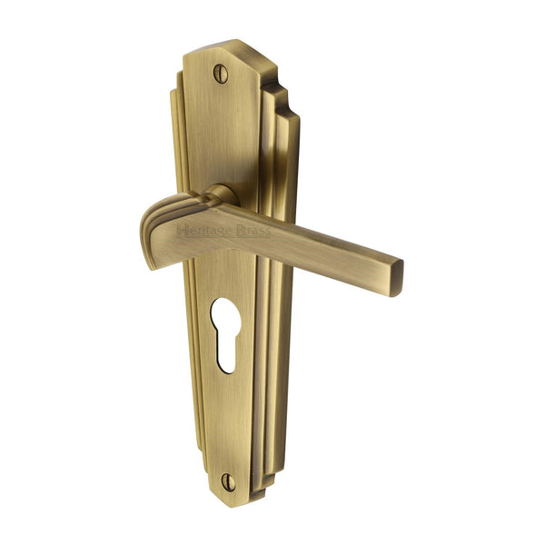 M Marcus - Heritage Brass, Waldorf Door Handle on Plate, Door Handles, Door Handles on Plate