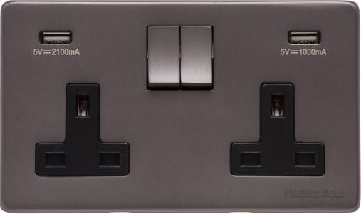 Studio Range - Matt Bronze - Double USB Socket (13 Amp)