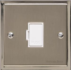 Heritage Brass Electrical, Elite Stepped Plate Range - Satin Nickel - Unswitched Spur (13 Amp), Unswitched Spur (13 Amp), 13 Amp Fused Spur Units, Unswitched Spur (13 Amp)