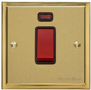 Elite Stepped Plate Range - Satin Brass - 45A Switch with Neon (single plate)