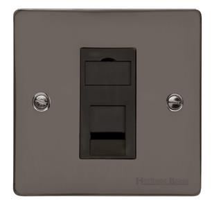 Heritage Brass Electrical, Elite Flat Plate Range - Polished Black Nickel - 1 Gang RJ11, 1 Gang RJ11, 1 Gang RJ11, Telephone and Data Sockets