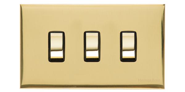 Winchester Range - Polished Brass - 3 Gang 10 Amp Switch (Double Plate)