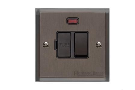 Elite Stepped Plate Range - Matt Bronze - Switched Spur with Neon (13 Amp)