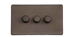 Heritage Brass Electrical, Studio Range - Matt Bronze - 3 Gang Trailing Edge Dimmer, 3 Gang Trailing Edge Dimmer, 3 Gang Trailing Edge Dimmer, Trailing Edge Dimmers