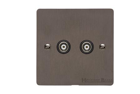 Heritage Brass Electrical, Elite Flat Plate Range - Matt Bronze - TV/FM Diplexed Socket, TV/FM Diplexed Socket, TV and Satellite Sockets, TV/FM Diplexed Socket