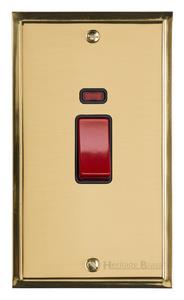 Elite Stepped Plate Range - Polished Brass - 45A Switch with Neon (tall plate)