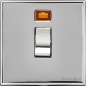 Heritage Brass Electrical, Executive Range - Polished Chrome - 20 Amp DP Switch with Neon, 20 Amp DP Switch with Neon, 20 Amp Double Pole Switches, 20 Amp DP Switch with Neon