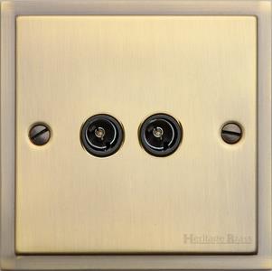 Elite Stepped Plate Range - Antique Brass - 2 Gang TV Coaxial Socket