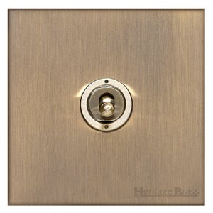 Heritage Brass Electrical, Winchester Range - Antique Brass - 1 Gang Dolly Switch, 1 Gang Dolly Switch, 1 Gang Dolly Switch, 1 Gang Toggle Switch