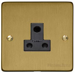 Heritage Brass Electrical, Elite Flat Plate Range - Satin Brass - 5 Amp 3 Round Pin Socket, 5 Amp 3 Round Pin Socket, 5 Amp 3 Round Pin Socket, Miscellaneous Sockets