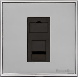 Heritage Brass Electrical, Executive Range - Polished Chrome - 1 Gang RJ11, 1 Gang RJ11, 1 Gang RJ11, Telephone and Data Sockets