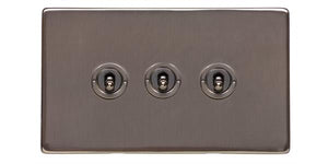 Heritage Brass Electrical, Studio Range - Polished Bronze - 3 Gang Dolly Switch, 3 Gang Dolly Switch, 20 Amp 2 Way Dolly Switches, 3 Gang Dolly Switch