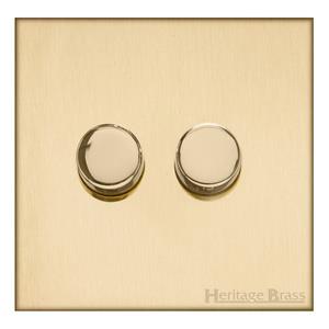 Heritage Brass Electrical, Winchester Range - Satin Brass - 2 Gang Dimmer (400 watts), 2 Gang Dimmer (400 watts), 2 Gang Dimmer (400 watts)