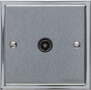 Elite Stepped Plate Range - Satin Chrome - 1 Gang Isolated TV Coaxial Socket